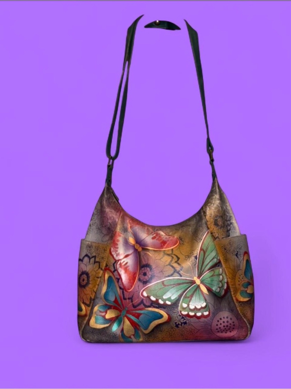 Anuschka Signed Hand Painted Leather Bag, Pristine! One of a kind!